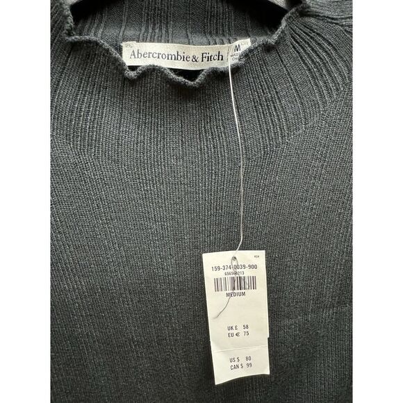 Abercrombie & Fitch Knit  Black Mock Neck Ribbed Fitted Sweater Dress Size M NWT - Picture 5 of 11